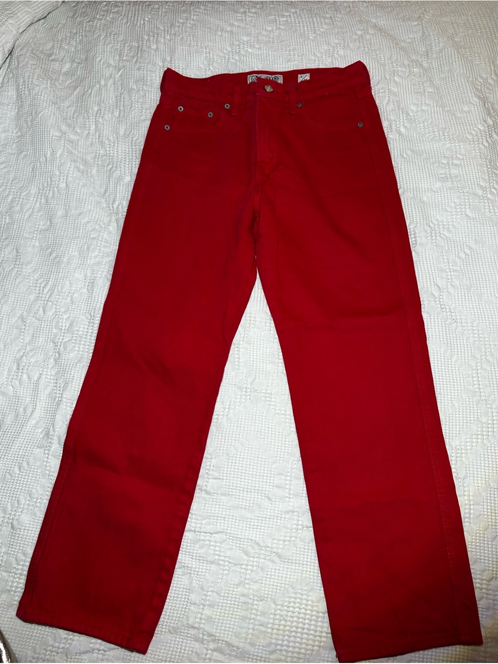 Lucky Brand Vintage Red Authentic Straight Cropped Jeans